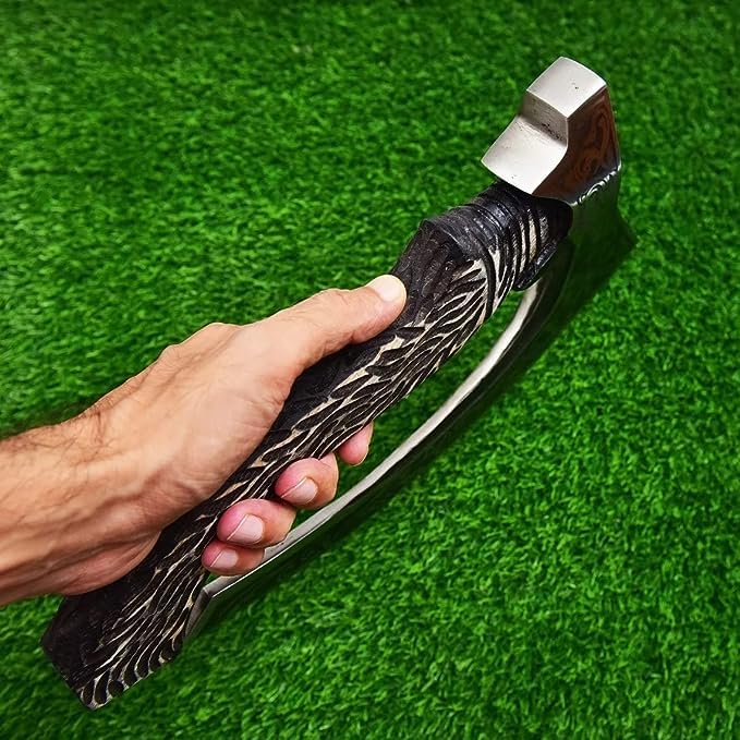 Camping Hunting/Viking Steel Multi Purpose Axe, Authentic Medieval Pizza Cutter Axe, Hand Forged Axe, Cutting/Chopping/Slicing Axe, Rocking Gift Axe with Leather Sheath, Viking Gifts