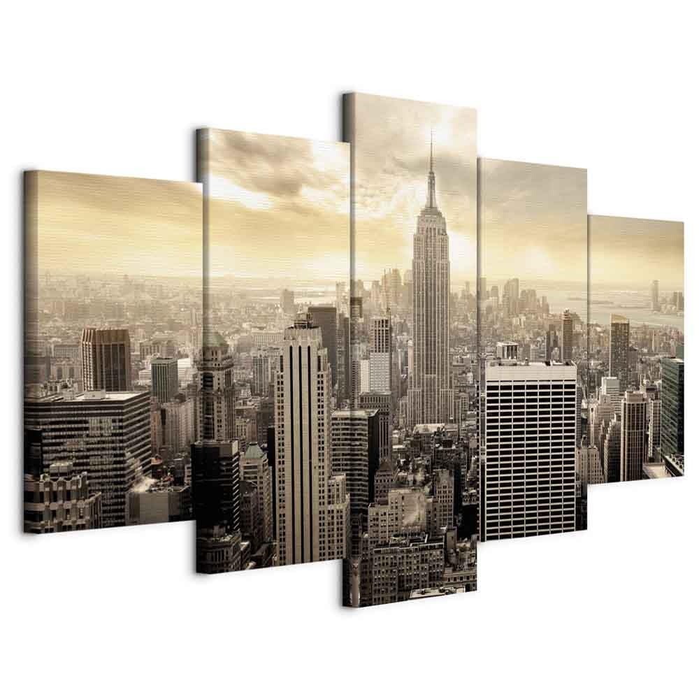 Tableau Décoratif Ville New York 200x100 Cm - Impression Sur Toile HD Pour Salon Et Chambre