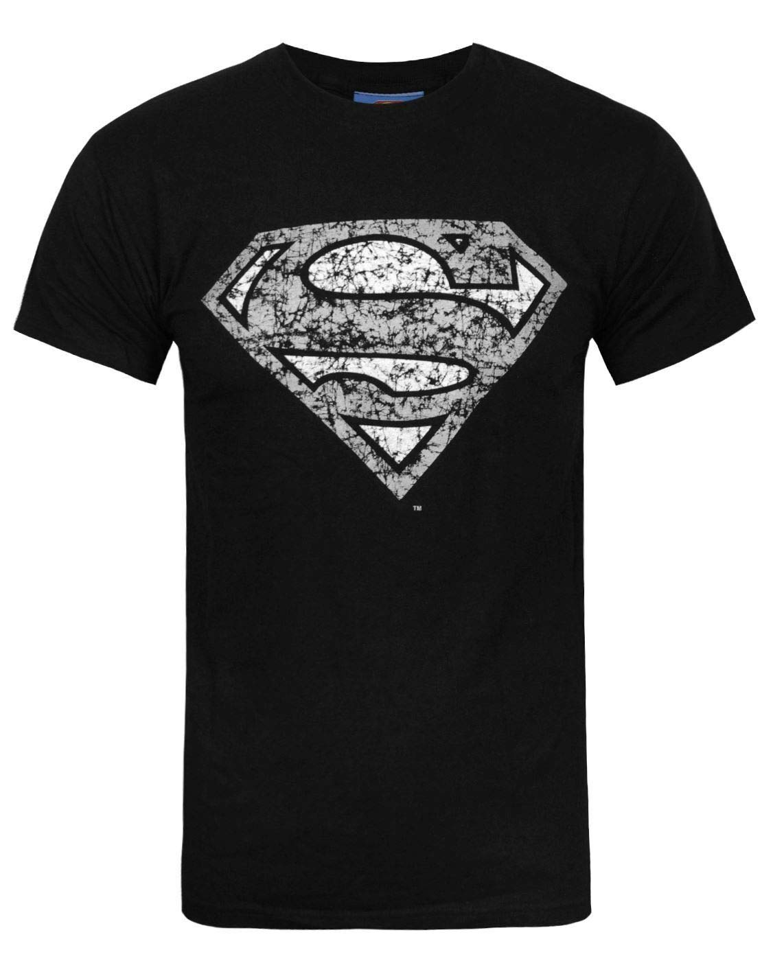 Vanilla Underground Men's Black Dc Comics Superman Distressed Logo Short Sleeved T-Shirt - Small