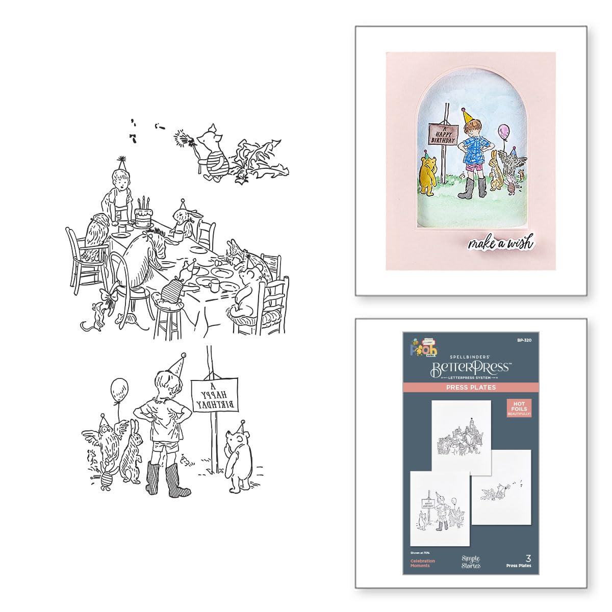 Celebration Moments Press Plates from the Say Cheese Classic Pooh Birthday Collection by Simple Stories