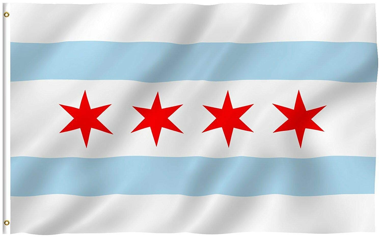 G128 Chicago City Flag 4x6ft Embroidered 220gsm Spun Polyester Illinois