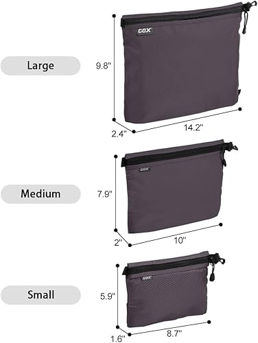 Miniatura 5 de GOX Paquete de 3 bolsas de aseo de viaje para hombres, organizador de equipaje de mano, bolsa con cremallera, bolsa portátil para cosméticos,