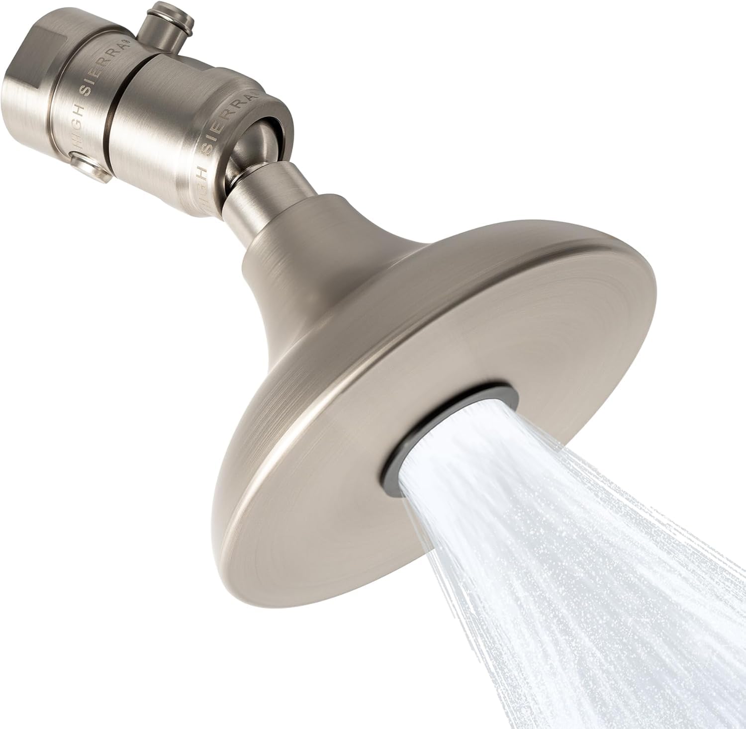 - High Sierra® HALF DOME® Solid Metal 1.8 GPM Award Winning. Low Flow Shower Head with Trickle Valve. Lead-Free. Patented Nozzle Never Clogs - Brushed Nickel Finish