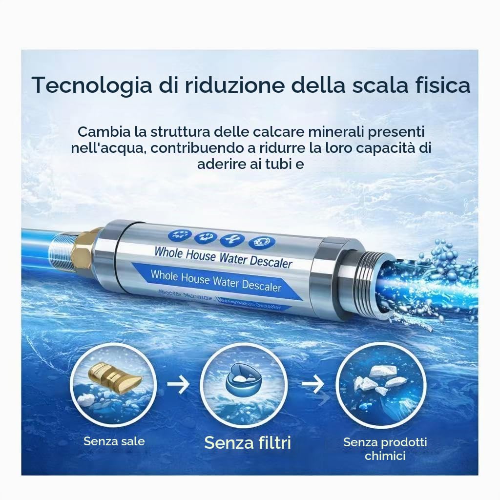 Addolcitore d'acqua, per prevenire il calcare in tutta la casa, anticalcare, filtro dell'acqua, detergente, per uso domestico con doccia, lavastoviglie e scaldacqua solare (G 3/4")