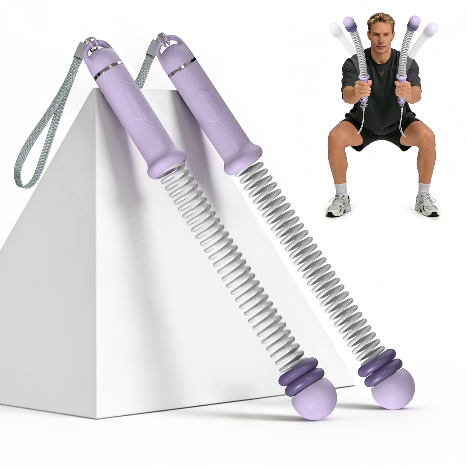 Photo 1 of Pinailon Ropeless Battle Ropes, Workout Exercise Rope for Strength Building, Heavy Duty Portable Cordless Battle Ropes for Home Gym, HIIT and Low-Impact Aerobic Training for Men & Women, Purple