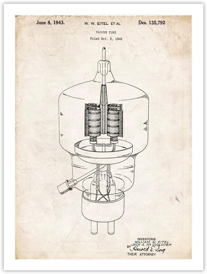 1943 Vacuum Tube Invention 18x24 Patent Poster Parchment