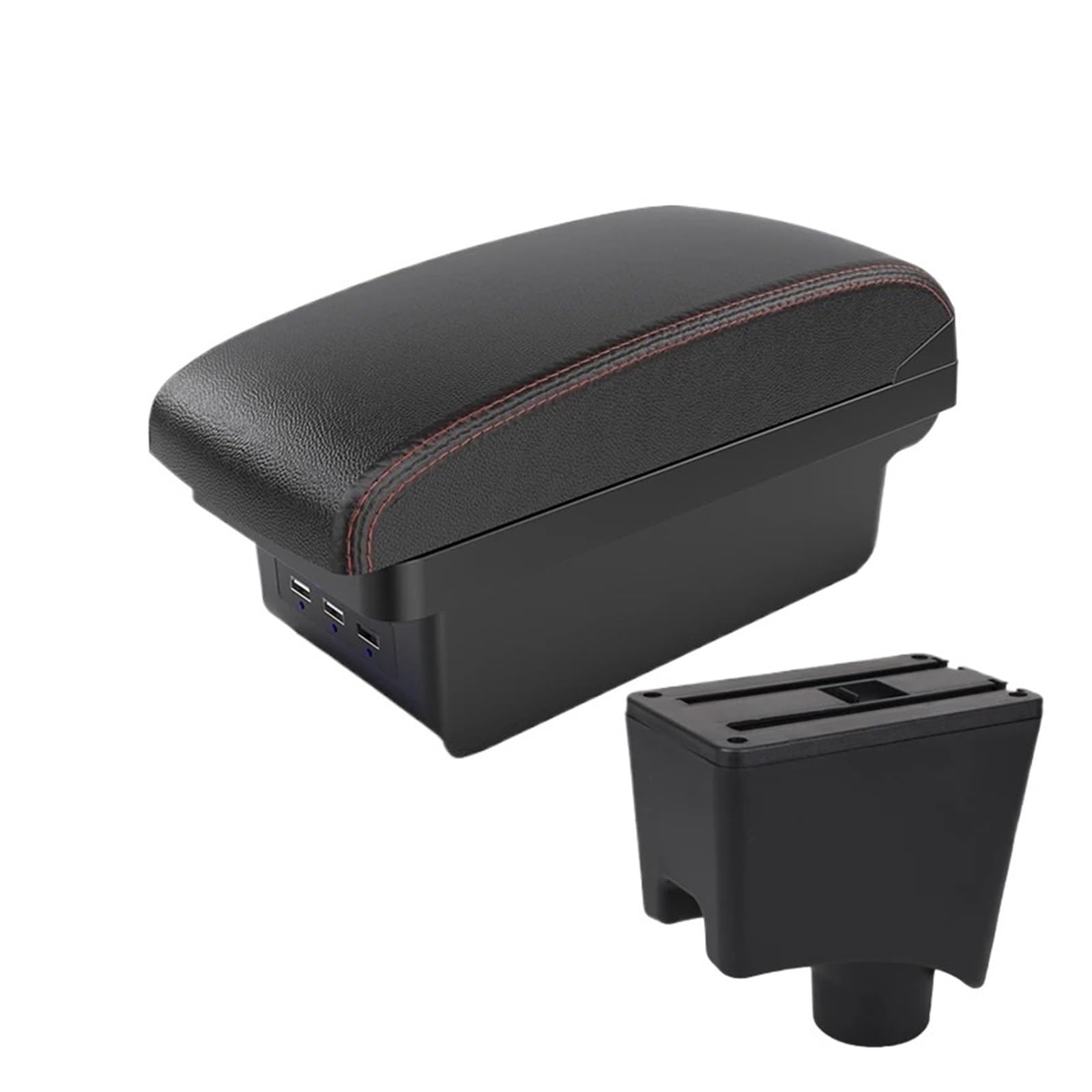 Umdjju B1 Black Red 3 Usb For Nissan For Almera G15 Car Armrest Box Storage Accessories Car Centre Console Armrest Box(B1 Black Red 3 Usb)