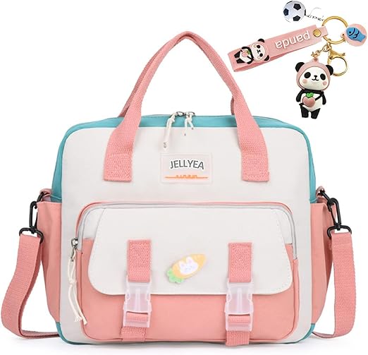 Kawaii Backpack Cute Tote Bag Girl School Crossbody Shoulder Bag with Kawaii Accessories Multi Purpose (Deep Pink)