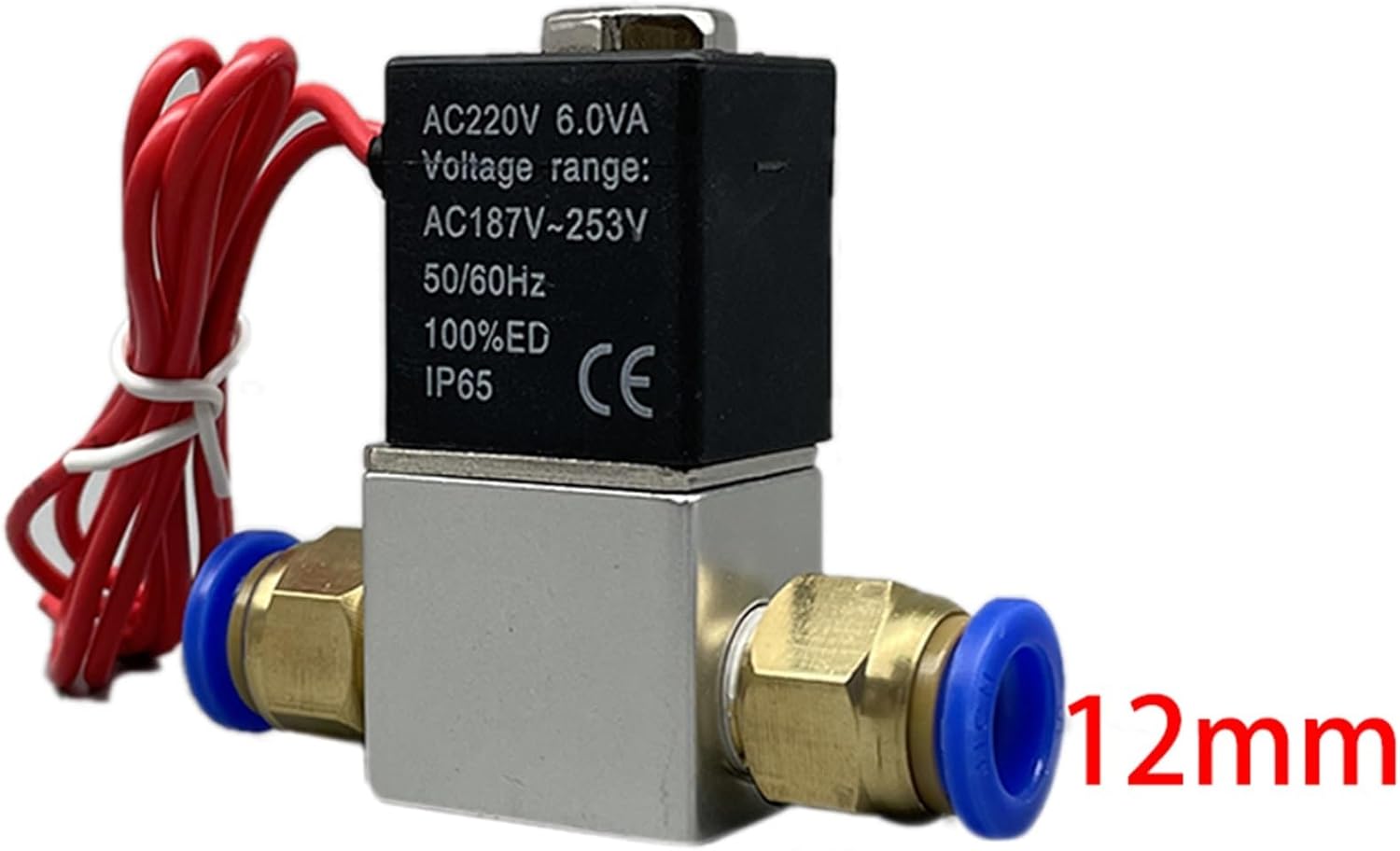 DC 12V 24V Pneumatic Position Coil Alloy Internal Electric AC 110V 220V for Air Water Oil Normally Closed 1/4"" Solenoid Valve(Pc 10mm Fittings,Silver)