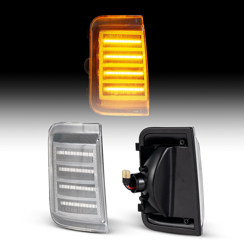 2 szt. Dynamiczne bursztynowe lusterko boczne kierunkowskazy akcesoria samochodowe dla Fiat Ducato RAM PROMASTER PEUGEOT BOXER 2006-2019(Clear lens)