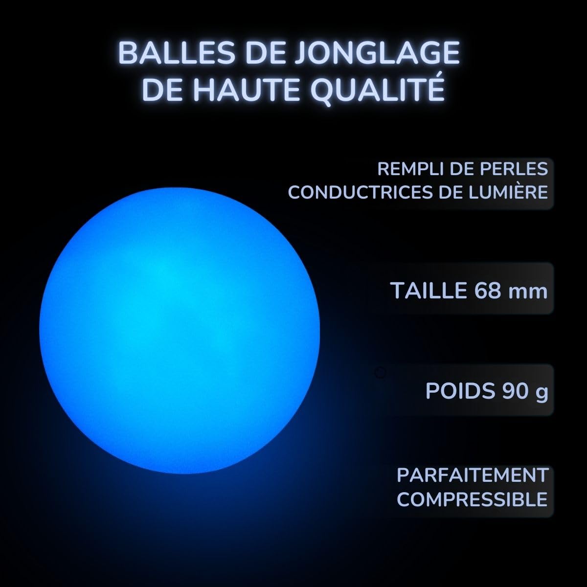 Lot de Balles de Jonglage LED Lumineuses pour Débutants et Professionnels - Spectacle, Enfants et Adultes