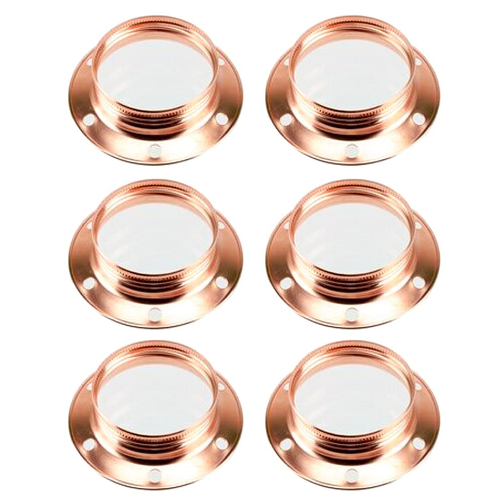 6 Pack | Polished Copper Metal ES E27 Lampholder Wide Shade Ring | Large Edison Screw | 40mm Internal Diameter | Simple Twist & Lock | UK Approved