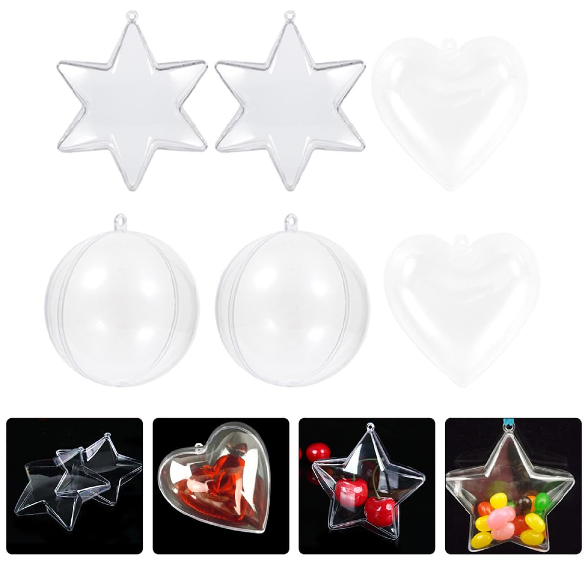 Garneck Boules de Design Rond Trou Suspendre en Plastique Transparentes Lot de 15 à Remplir Facile à Nettoyer, pour Décorations de Mariage et Anniversaires