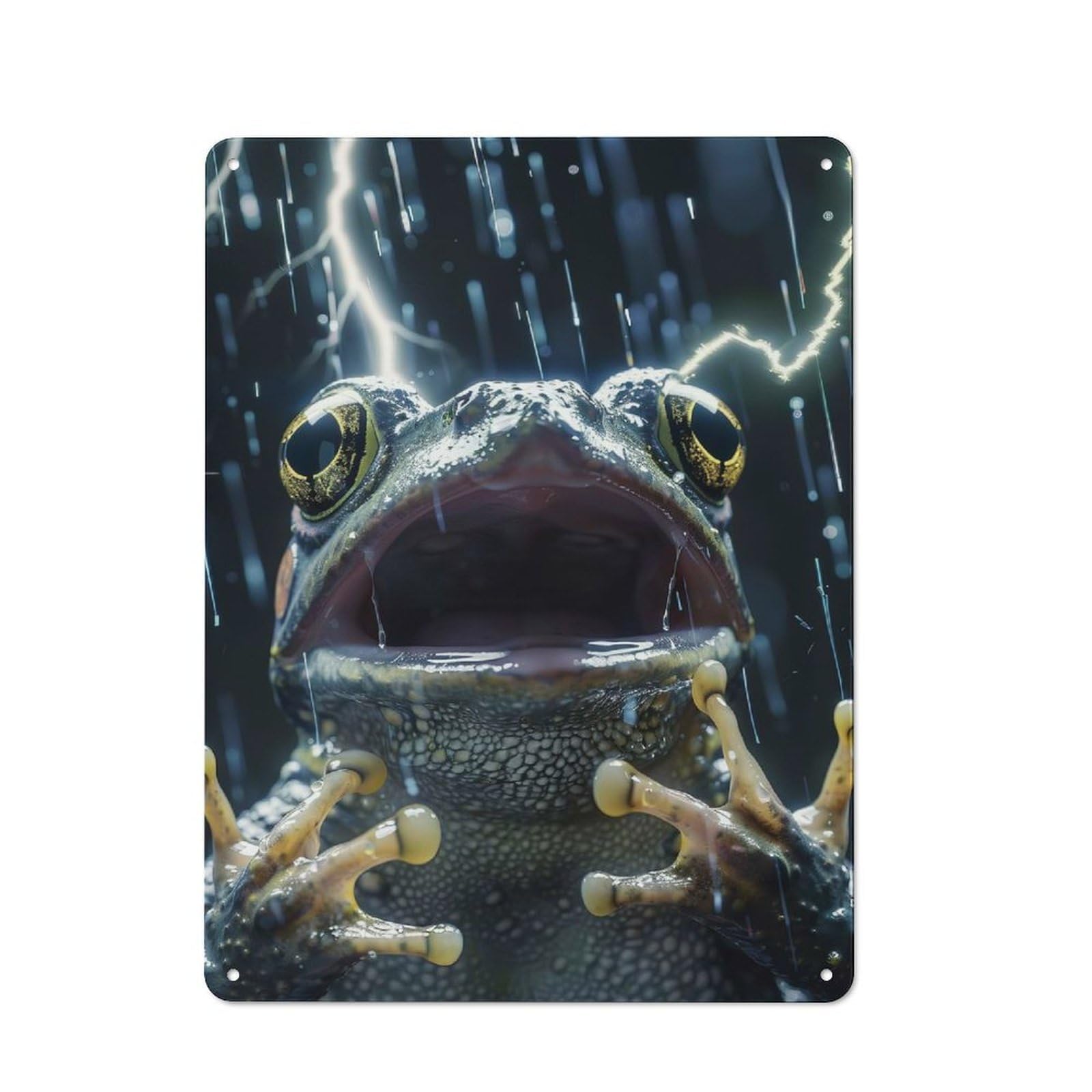 Junmoney Frog Lightning Vintage Metal Sign 40X30cm, Bistro Style Bistro Wall Plaque For Tea Room, Shop Wall Or Breakfast Area