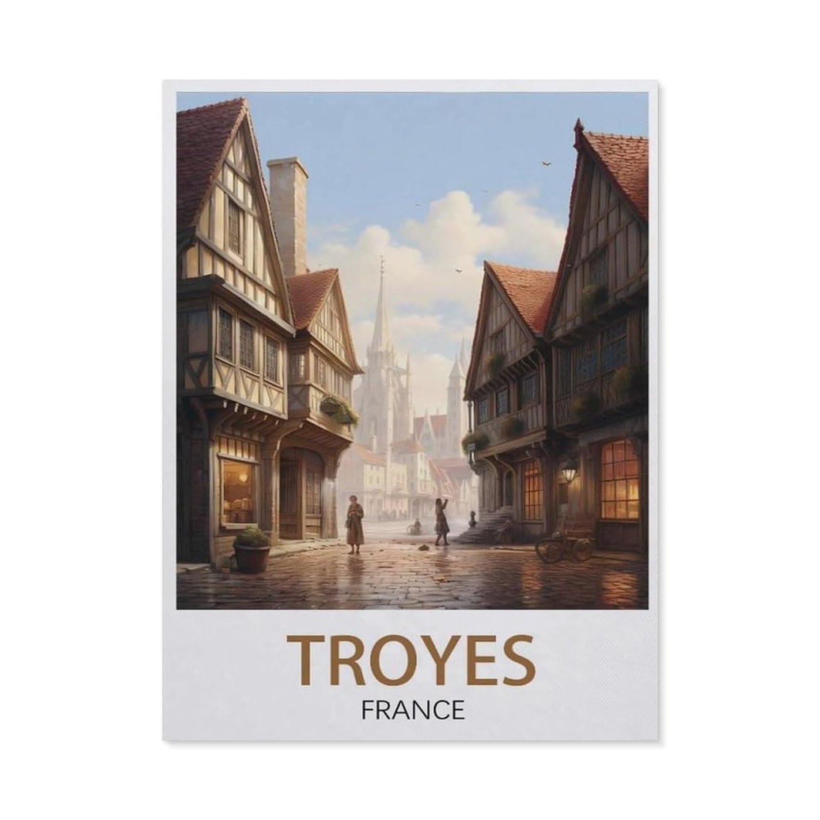 Puzzles pour Adultes 1000 Pièces,Image De Puzzle en Holz pour Adultes，Troyes France Vintage Travel Poster，Puzzles pour Enfants Jeux Éducatifs Jouets Joli Cadeau,Puzzles Classiques（75x50cm）-AO21
