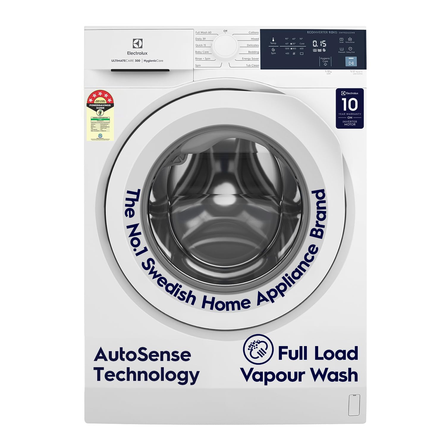 Electrolux 9kg 5 Star EcoInverter Fully Automatic Front Load Washing Machine, Full Load Vapour Wash for Sustainable Clothing, Hygienic Care, White, UltimateCare 300, EWF9024D3WB-image-49
