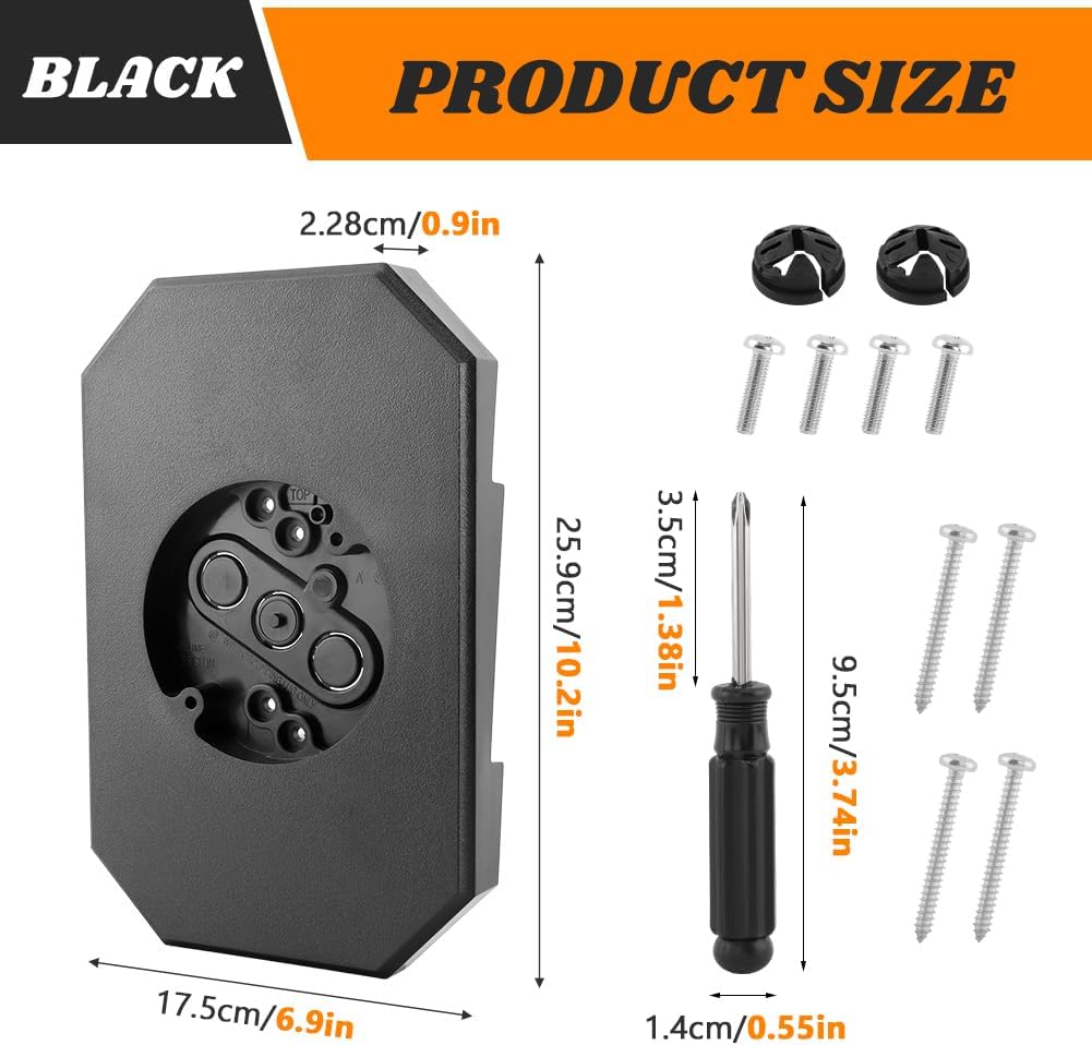 2Pack Vinyl Siding Mounting Blocks, Vertical Lamps Mounting Plate Siding Light Blocks for 1/2 inch Lap Siding, Outdoor Light Mountings Block with Built-in Electrical Box(Color:Black)