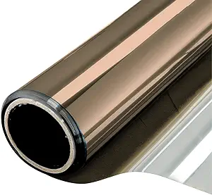 WPCTEV Reflective Window Film Mirror One Way Daytime Privacy Anti UV Static Cling Window Film Removable Decorative Screen Stickers Brown & Silver 6 Mil 35.4 Inch x 20 Feet