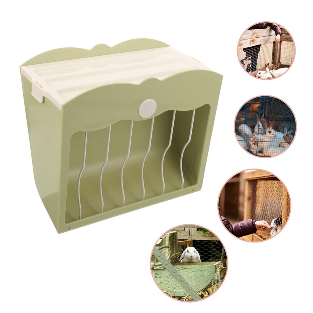 2 Piezas Soporte para Heno Reutilizable para Conejos y Cobayas con Rejilla de Acero y Tapa Dispensador Colgante para Jaulas de Pequeños Roedores Accesorio Antidesperdicio para