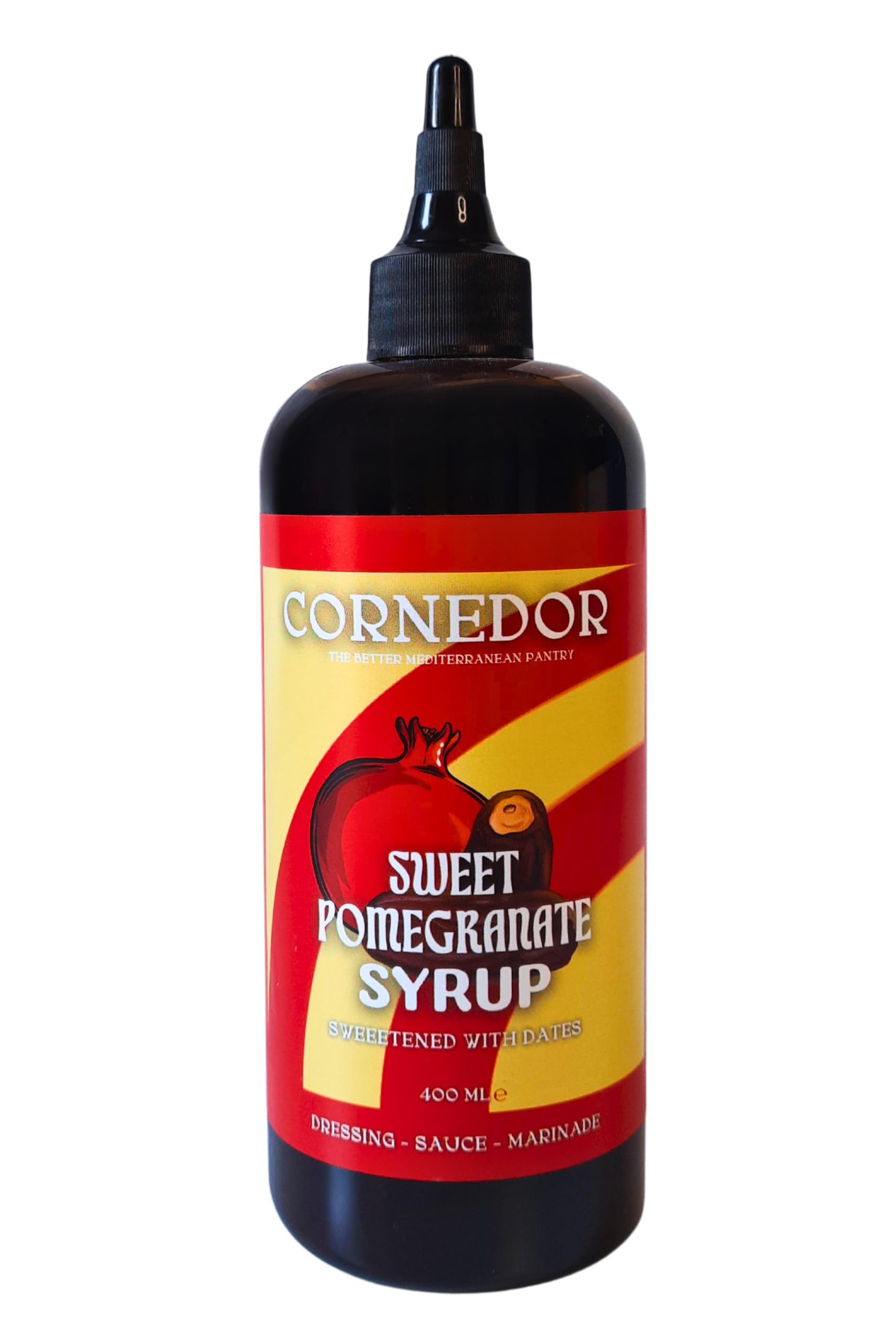 CORNEDOR - Sweet Pomegranate Syrup | Pomegranate & Date Mix | 400 ml | Syrup, Dressing, Sauce, Marinade | No Added Sugar, No Additive