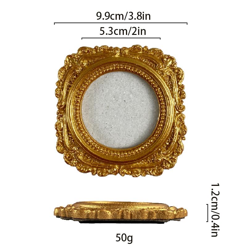 Image of Vintage Decorative Mini Picture Frames Set, Black with Gold Accents, 3 Pack Antique Style Resin Photo Frames for Wall Display, DIY Jewelry, Photography (Gold)