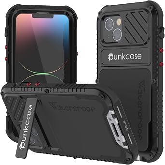 Punkcase for iPhone 14 Pro Waterproof Aluminum Case [Metal Extreme 3.0] IP68 Military Grade Cover W/Buillt in Screen Protector & Kickstand | Ultimate Protection for iPhone 14 Pro 6.1" [Black]
