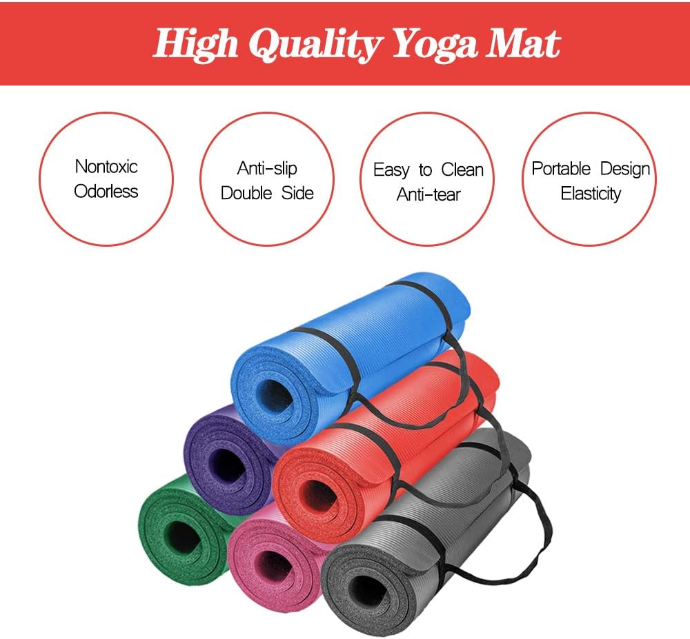 LOKATSE HOME All Purpose Thick Yoga Mat with Carrying Strap High Density