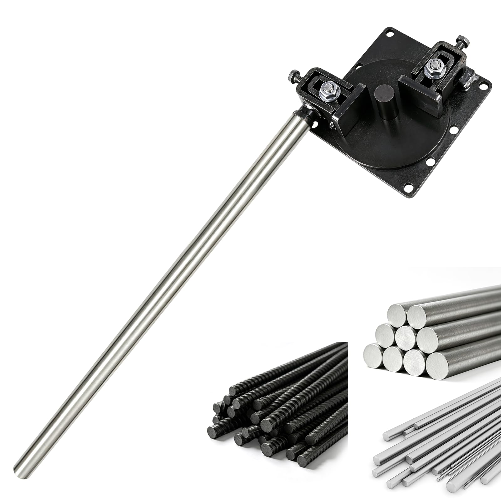 Dobladora manual de 1 a 14 mm para barras de hierro, barras de acero, tubos y dobladores de metal, mango de 550 mm, barra de acero de 20 mm de diámetro, para obras y bricolaje