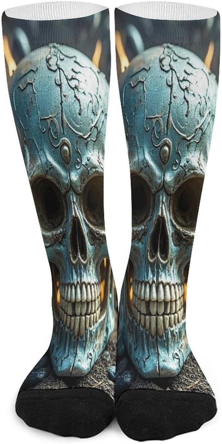 Cool Evil Skull Compression Sock Breathable Support Socks Lightweight Knee High Tube Socks for Women Men