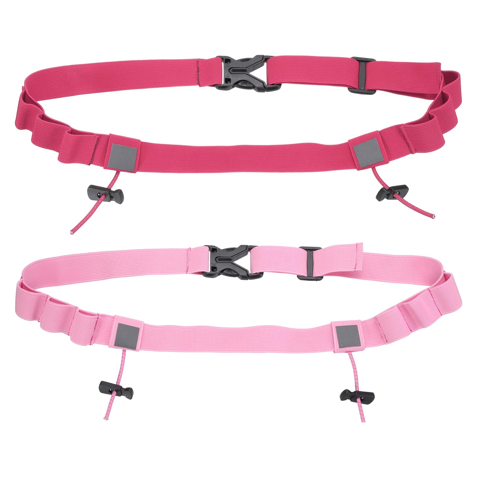 YELARXI Race Number Belt, Elastic Comfortable Running Belts with 6 Energy Gel Loops, Sport Race Bib Holder 2 Pcs & Pink/Rose Red-Fitting for (Running/Triathlon/Marathon/Cycling)