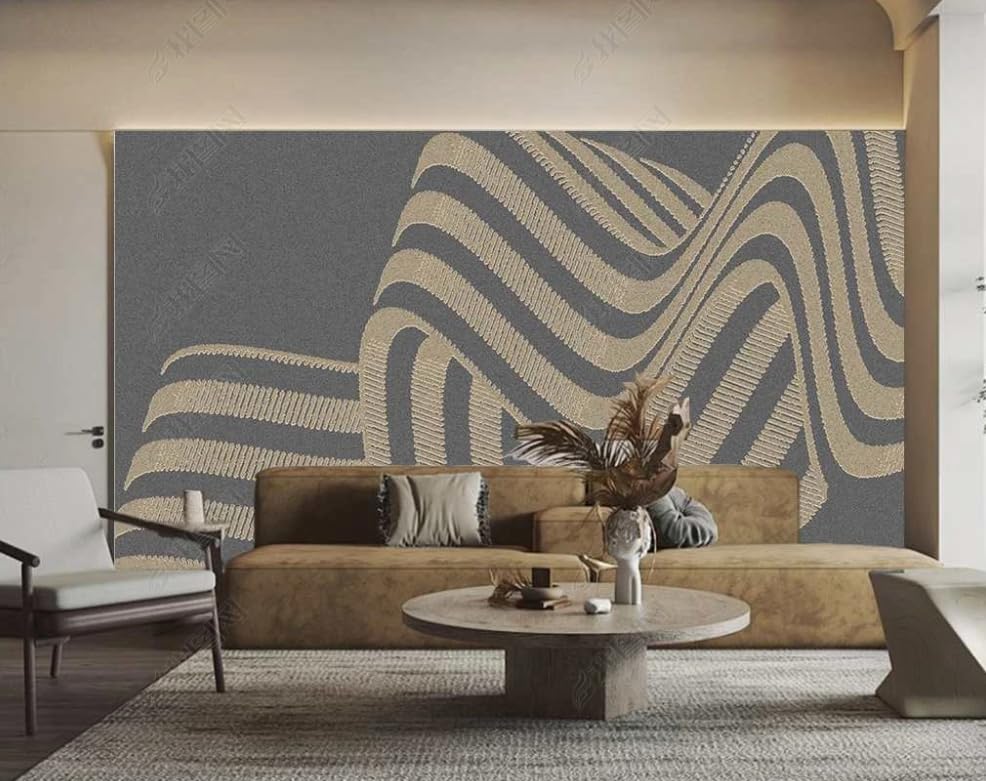 Papier peint intissé lignes stéréoscopiques pour masquer un grand mur nu