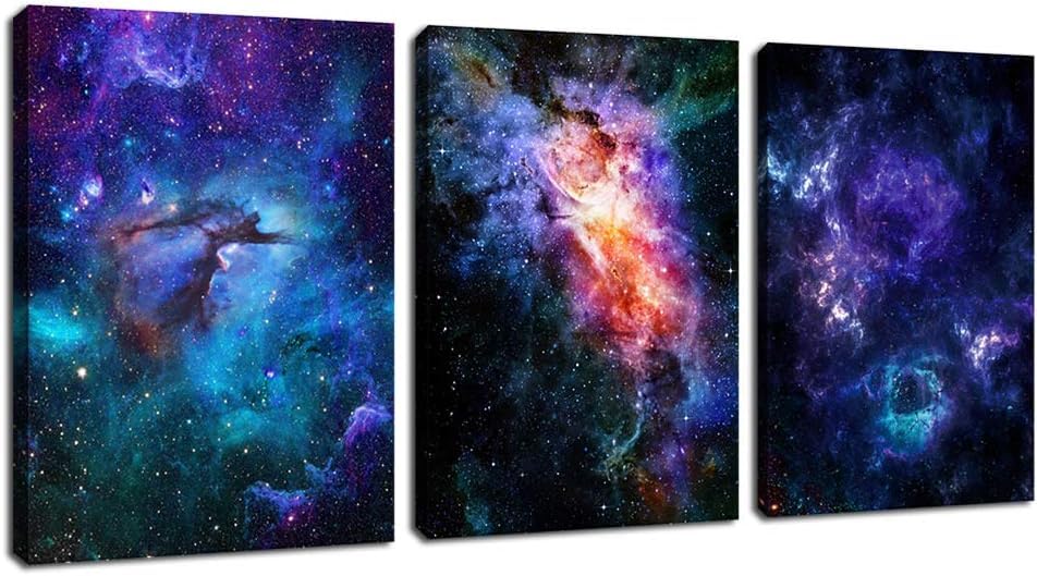 Tableau sur toile espace de haute précision : peinture étoilée triptyque luxe