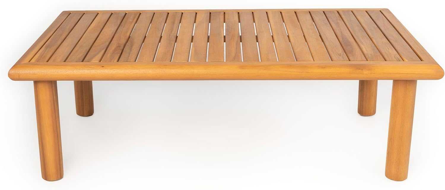 Christopher Knight Home Harra Outdoor Coffee Table for Patio Furniture Set, Weather Resistant Acacia Wood Accent Table, Rectangular End Table, Slat Panel Side Table for Yard Garden Porch, Teak