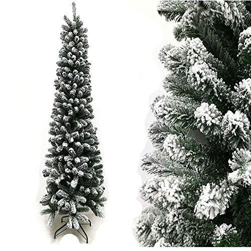 Rotex Albero Di Natale Innevato Slim Realistico E Molto Folto Apertura Ad Ombrello, Salvaspazio