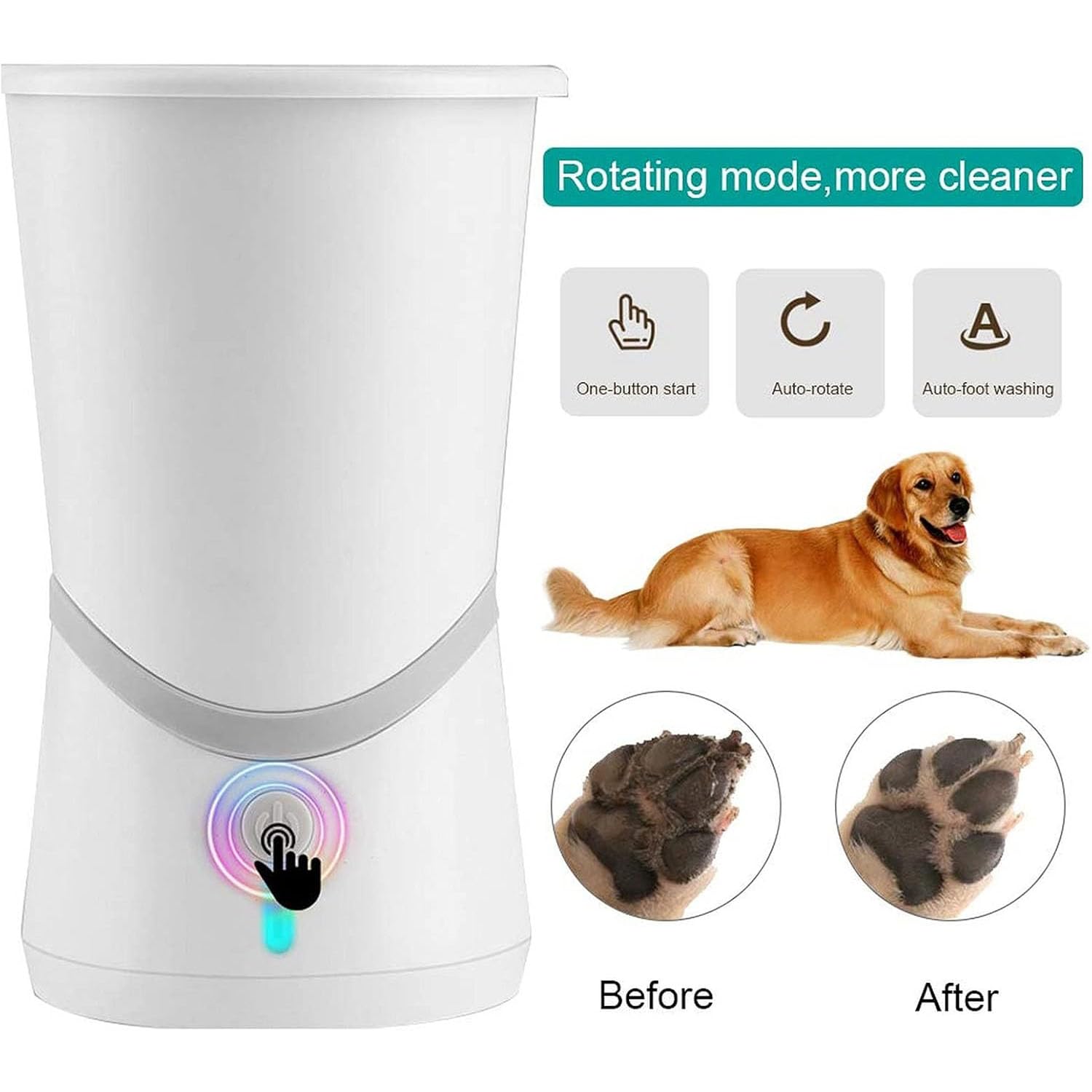 Vaso Limpiador Automático De Patas De Perro, Lavapiés Eléctrico para Perros, Lavapiés Portátil con Diseño De Silicona Extraíble, Limpieza Profunda De 360° para Muchos Tipos De Gatos Y Perros