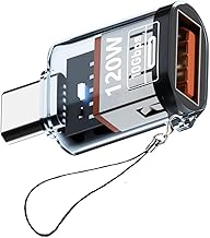 Uqezagpa Adaptador USB C macho a USB 3.2 hembra, transferencia de datos de 10 Gbps, convertidor de carga de 120 W para teléfono celular