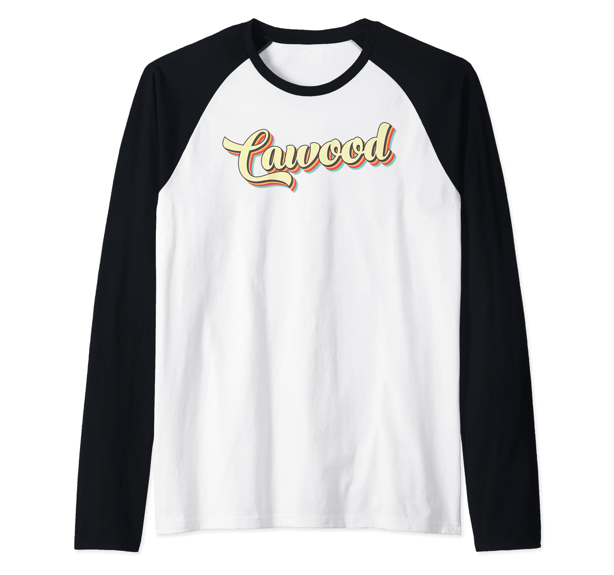 Cawood TShirt Retro Art Baseball Font Vintage Raglan Baseball Tee