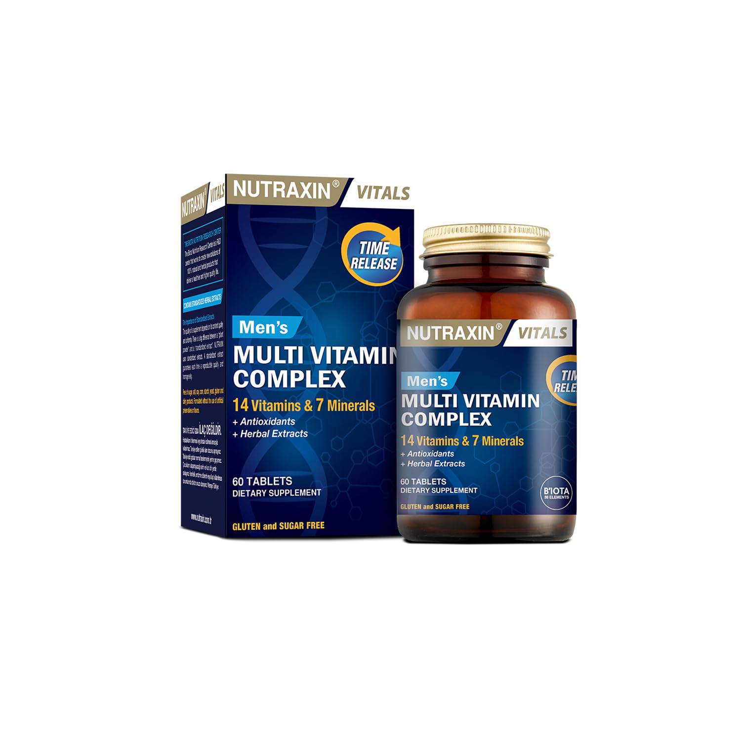Nutraxin Vitals Men’s Multivitamin Complex 60 Tablets – Supports Energy, Immunity, Muscle Function, Heart Health, Mental Clarity, Overall Vitality & Wellbeing – Daily Multivitamin for Men