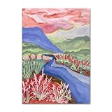 DEEBOW Póster y impresiones de paisajes de naturalezas abstractas, arte de pared vintage, montañas y ríos, pintura en lienzo, imágenes estéticas para decoración del hogar, 50x70cmx1, sin marco