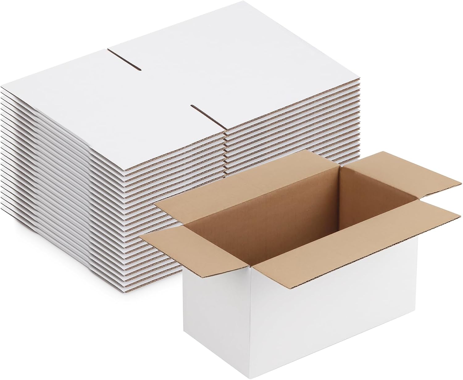25 Pack Shipping Boxes 11x6x6, White Corrugated Cardboard Mailing Box for Mailing Business Packaging Storage Crafts Gifts