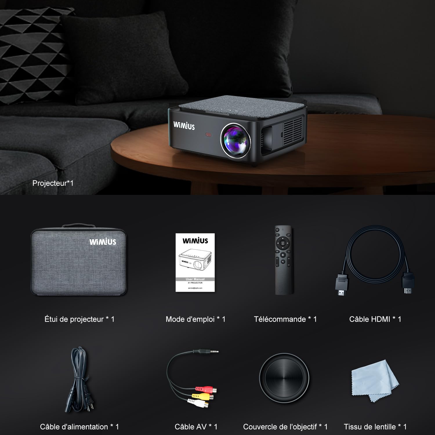 WiMiUS K1 Full HD 1080P 4K WiFi Bluetooth Projector Home Theater