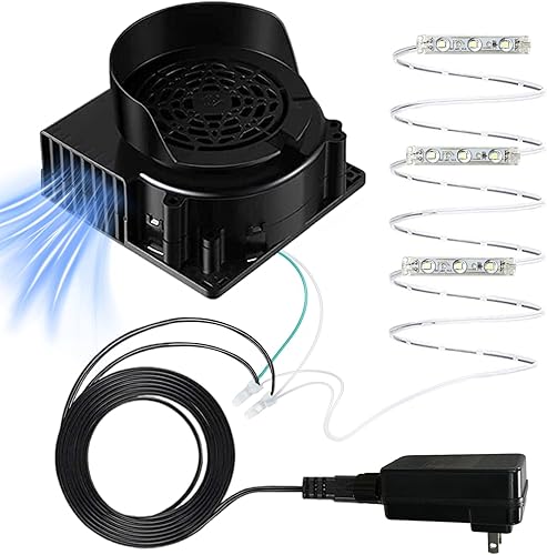 Soplador de aire para inflables, 12 V 1.2 A ventilador inflable de repuesto con 3 cuerdas de luz LED para Halloween, Navidad, patio, decoraciones