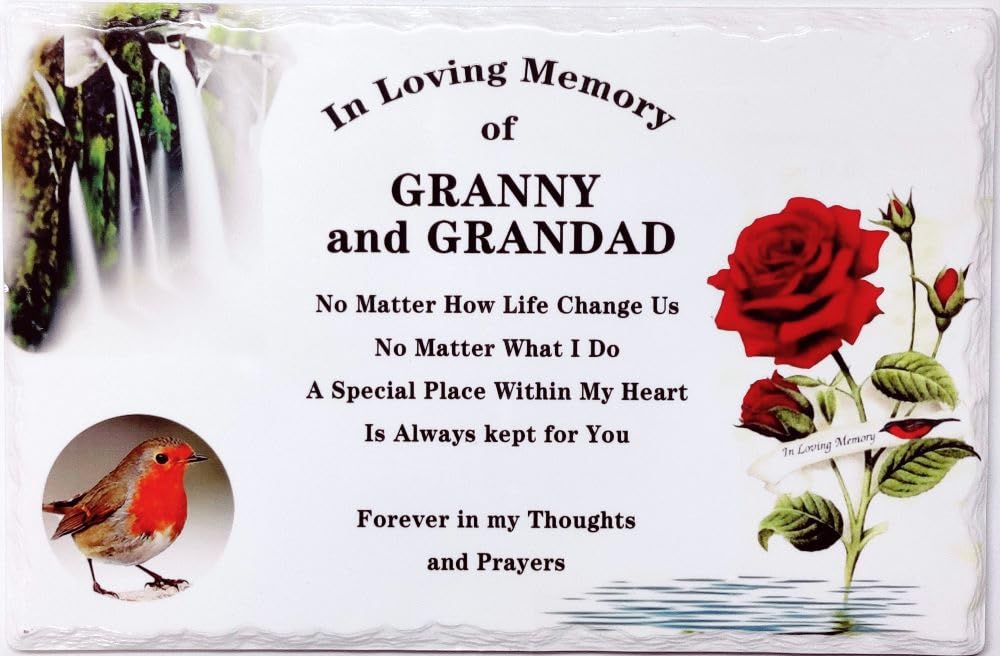 In Memoriam Tile Plaque - In loving memory of GRANNY and GRANDAD