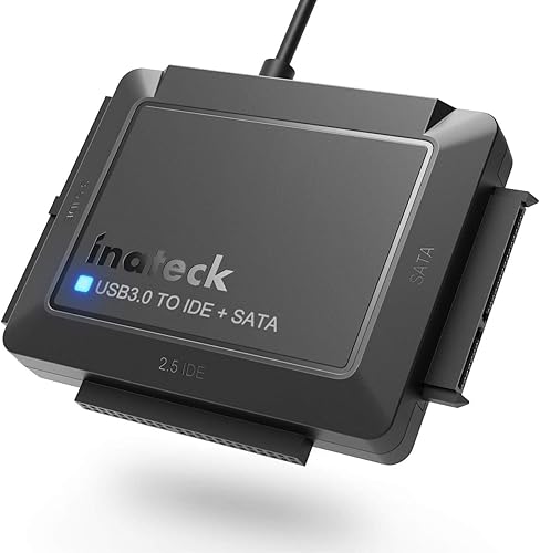 Inateck USB 3.0 a IDESATA lector de disco duro externo aplicable a 2.5"3.5" HDDSSD, con fuente de alimentación de 12V2A, SA03001