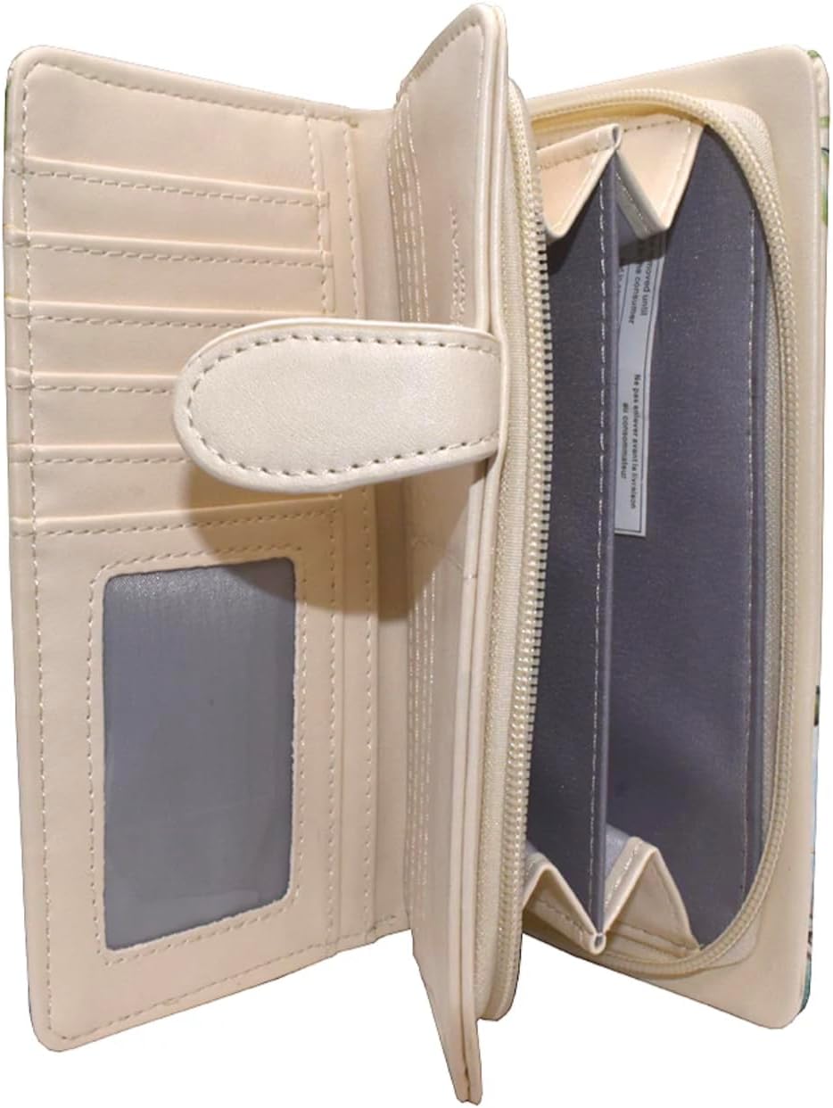 Shag Wear Blue Heron Large Nature Wallet for Women and Teen Girls Vegan Faux Leather Beige 7" - Image 5