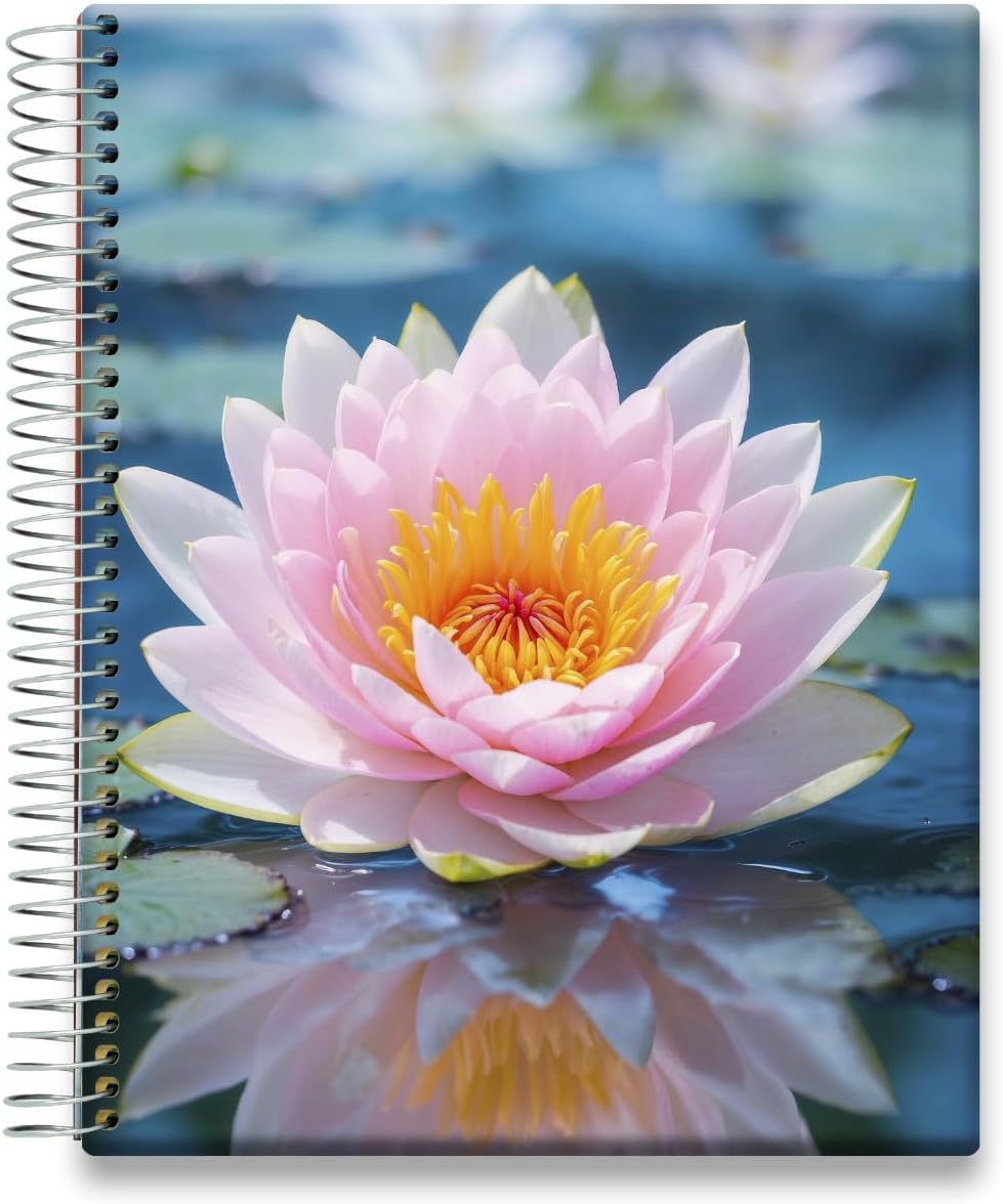 Tools4Wisdom Planner 2026-2027 - Dated April 2026-2027 June - Weekly Monthly Daily Academic Year Calendar with Stickers, Tabs, Pocket & Thick Paper - Spiral Bound 8.5x11 Hardcover - A6J7 - Pink Lotus