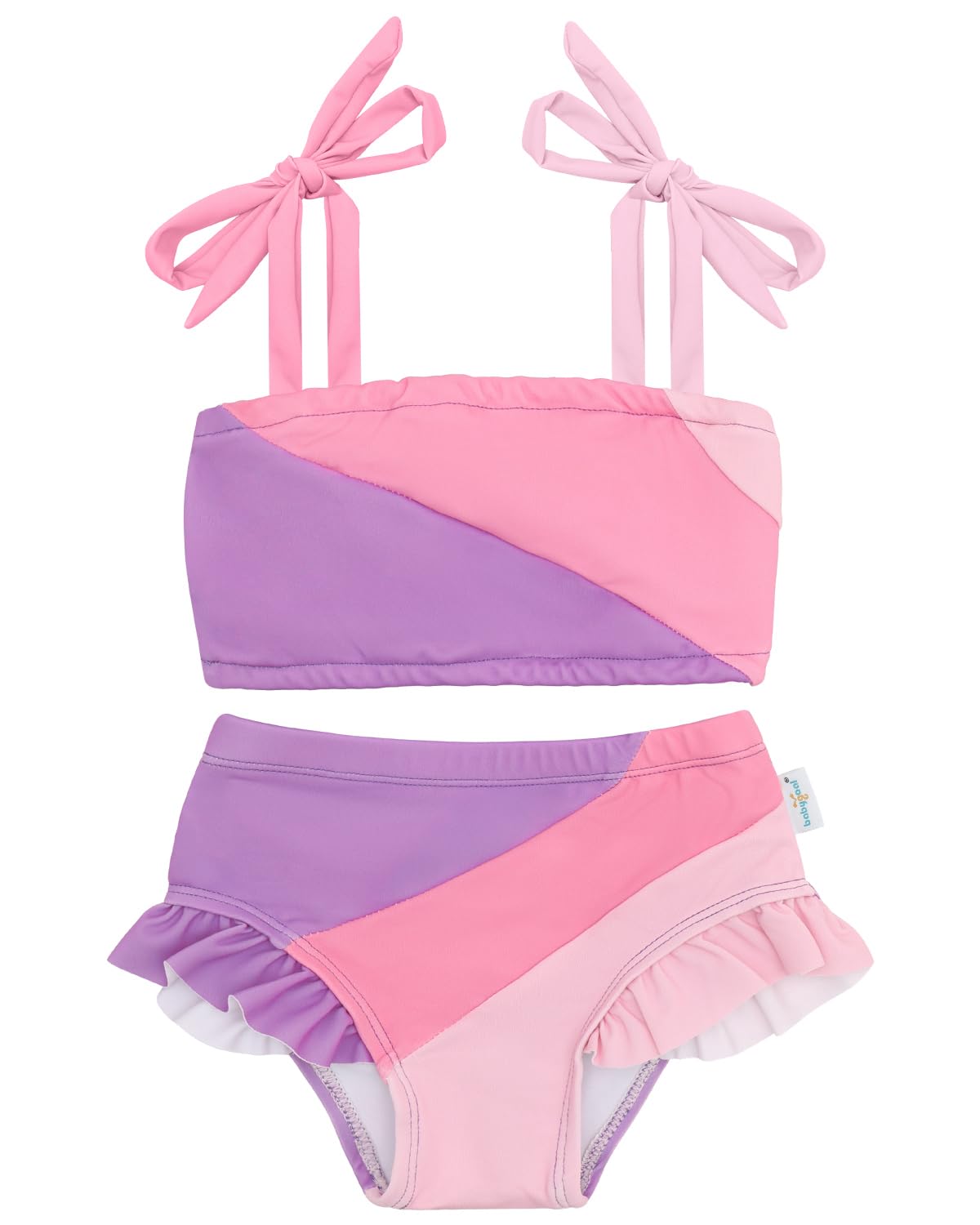 babygoal Toddler Girl 2-Piece Swimsuit Color Block Swimwear Summer Beach Bathing Suit 12M-5T