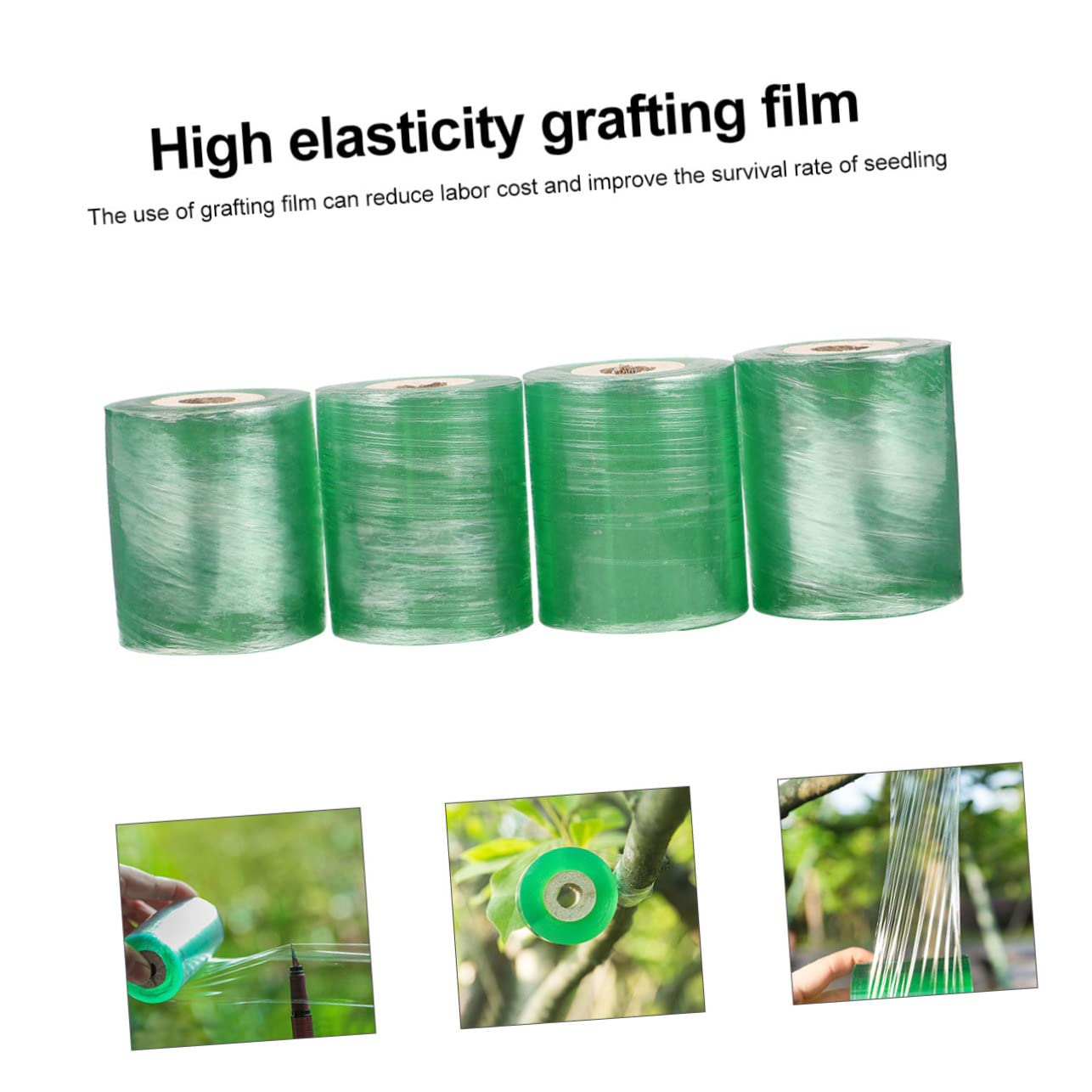 STOBOK PVC Selbstklebend Veredelungsband Grün für 3cm 4 Rollen Pflanzen