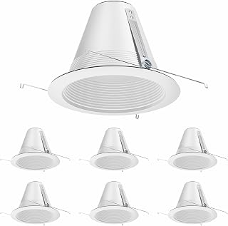 6 Pack Can Light Baffle,6 Inch White Baffle Recessed Can Light Trim,Recessed Can Trim Anti-Glare,All Metal Material,White