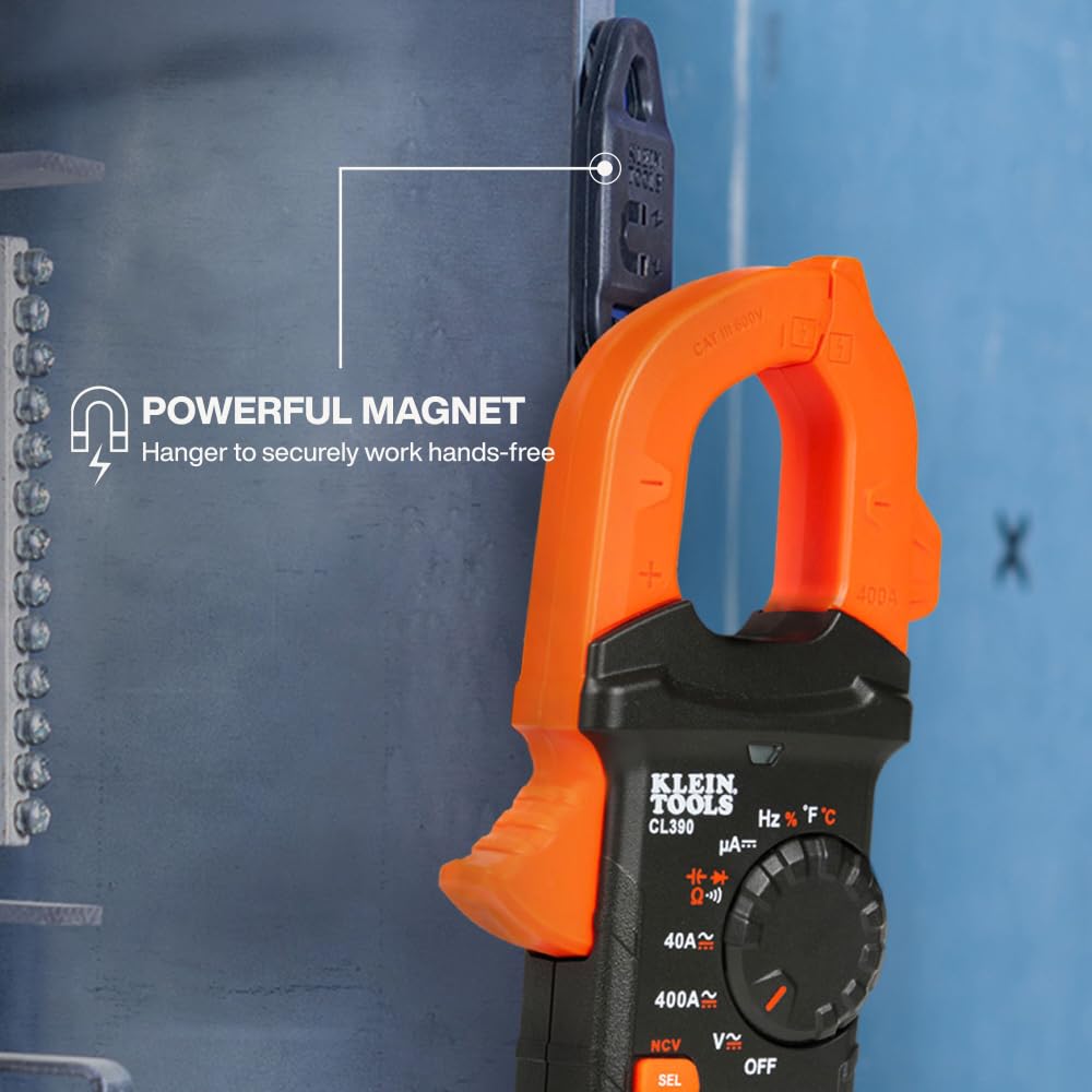 Klein Tools 80197 AC/DC Clamp Meter Kit con Gancho Magnético, Auto-Ranging TRMS, 400 Amp, Probador de Voltaje NCVT, Kit de Prueba Profesional